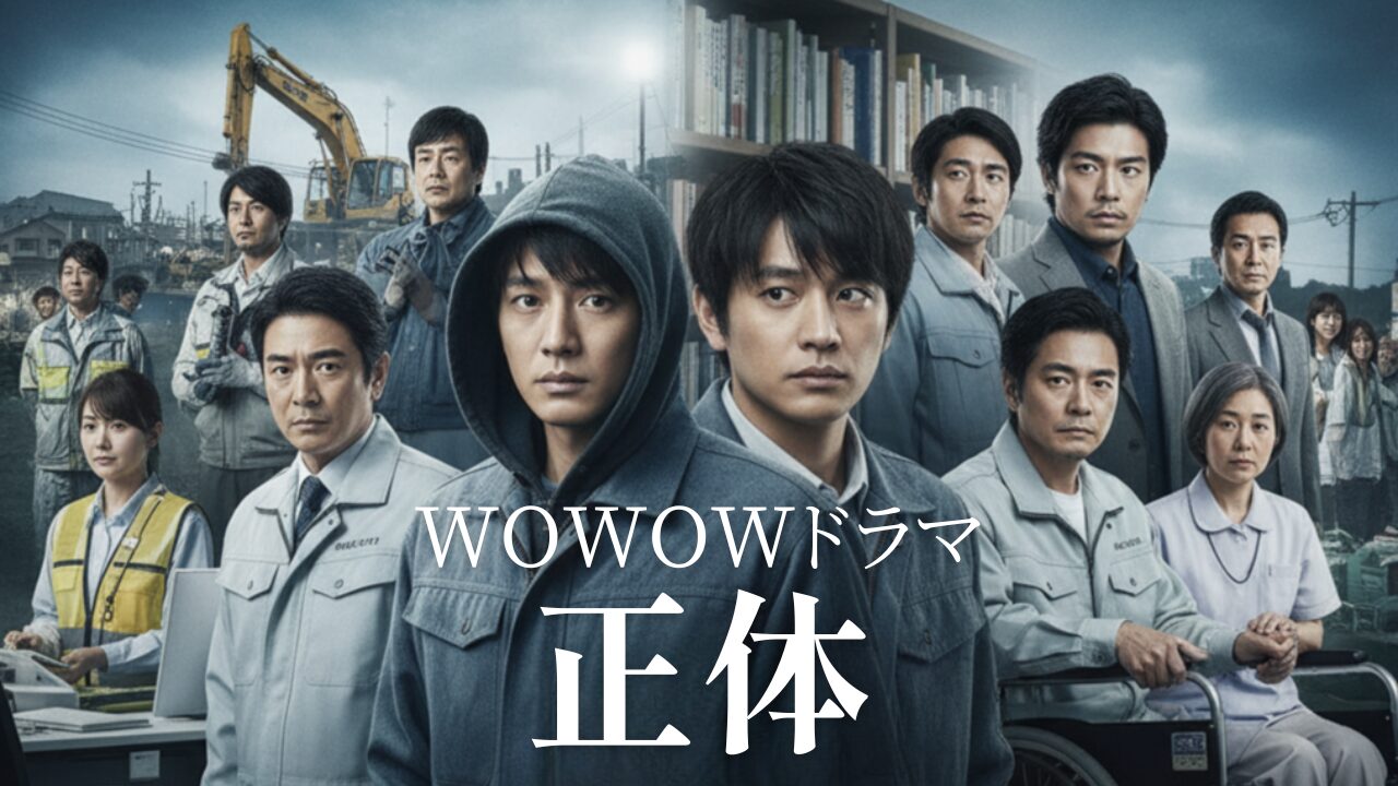 鏑木慶一の多様な側面を示すコラージュ画像。工事現場の作業員、ウェブライター、介護士としての彼の姿が並び、彼の多面的な人間性と「変装」の能力を表現している。背景には日本の都市風景が広がる。